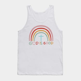 God is Good Rainbow Pattern Hand Drawing Tank Top